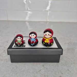 Pier 1 Art Glass Russian Nesting Dolls Miniature Dolls Katerina‎ Katya Irina